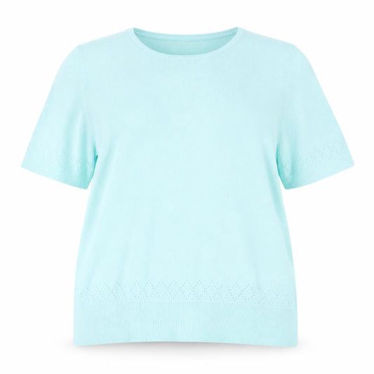 Front view of Debenhams women’s green jumper, size UK 18