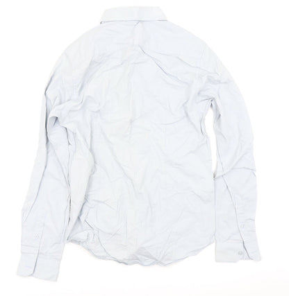 Back view of ASOS men’s blue dress shirt, size S