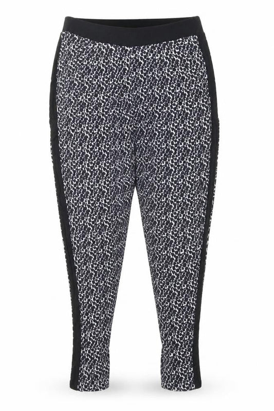 Front view of Next women’s black animal print chemise lounge pants, size UK 10