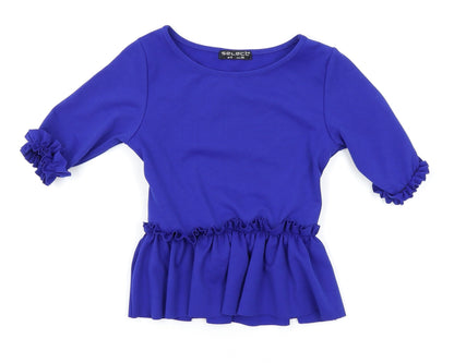 Additional front view of Select women’s blue basic polo, size UK 8