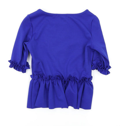 Back view of Select women’s blue basic polo, size UK 8