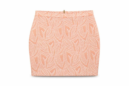 Front view of H&M women’s pink floral mini skirt, size M