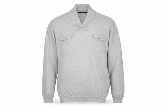 Front view of Refectory men’s grey jumper, size XL