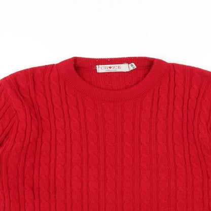 Close-up detail of Choice Collection women’s red jumper, size S