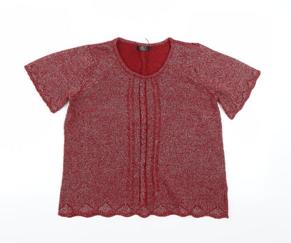 Additional front view of Bonmarché women’s red jumper, size S, - glittery