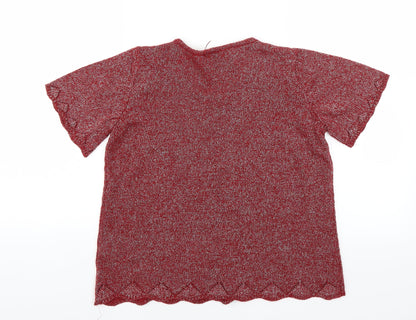 Back view of Bonmarché women’s red jumper, size S, - glittery