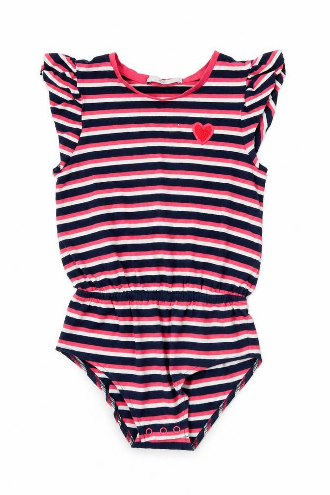 Marks & Spencer Girls Pink Striped  Basic T-Shirt Size 6-7 Years