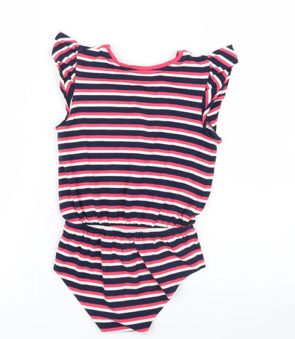 Back view of Marks & Spencer girls’ pink striped basic t-shirt, size 6-7, years