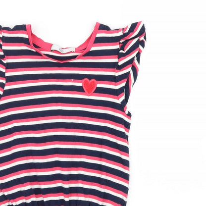 Close-up detail of Marks & Spencer girls’ pink striped basic t-shirt, size 6-7, years