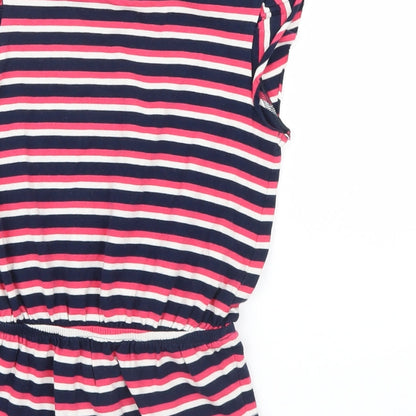 Brand and care label for Marks & Spencer girls’ pink striped basic t-shirt, size 6-7, years