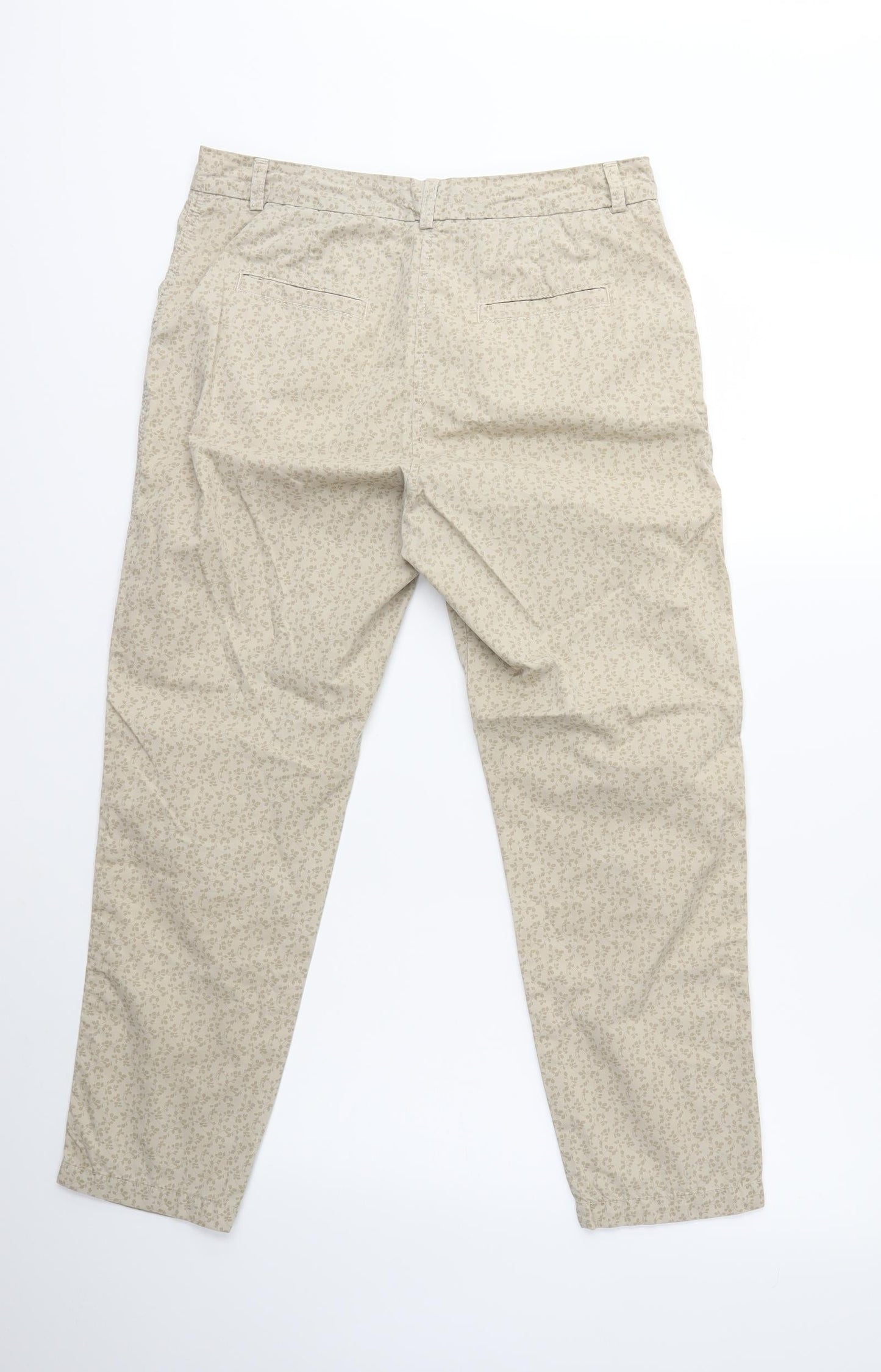 Marks and Spencer Womens Beige Floral  Trousers  Size 10 L25 in
