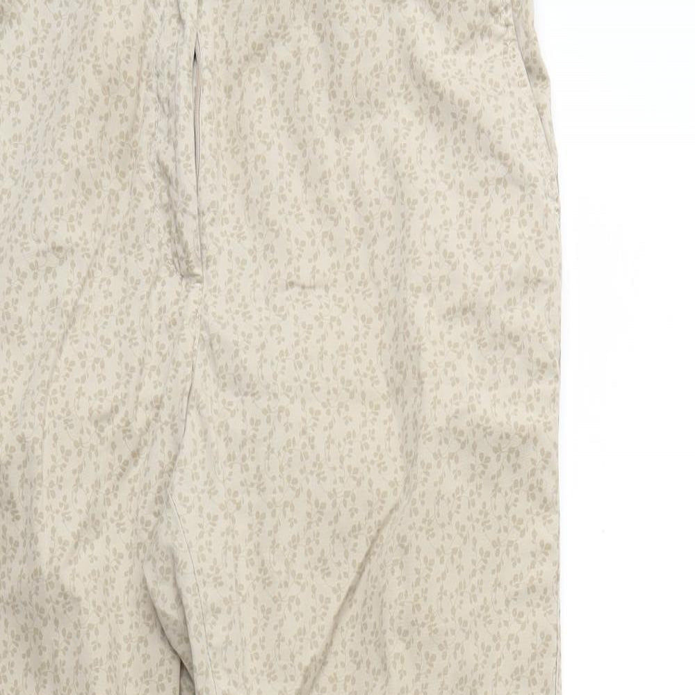 Marks and Spencer Womens Beige Floral  Trousers  Size 10 L25 in