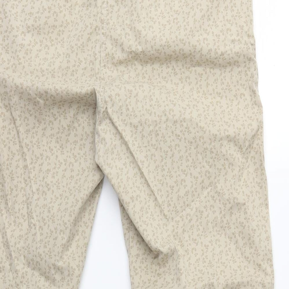 Marks and Spencer Womens Beige Floral  Trousers  Size 10 L25 in