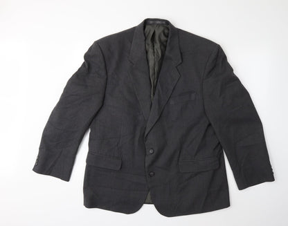 Additional front view of Preworn men’s grey jacket suit jacket, size 46
