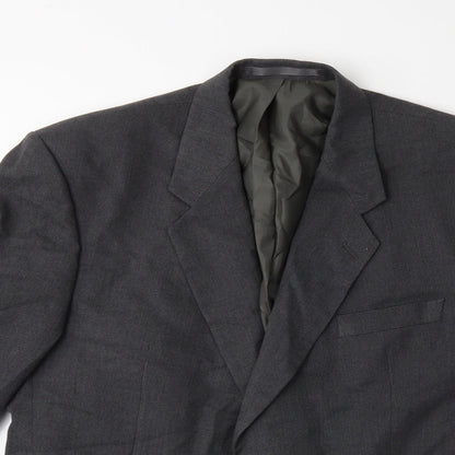 Close-up detail of Preworn men’s grey jacket suit jacket, size 46