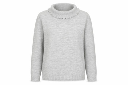 Front view of Beaumonde women’s grey knit jumper, size L