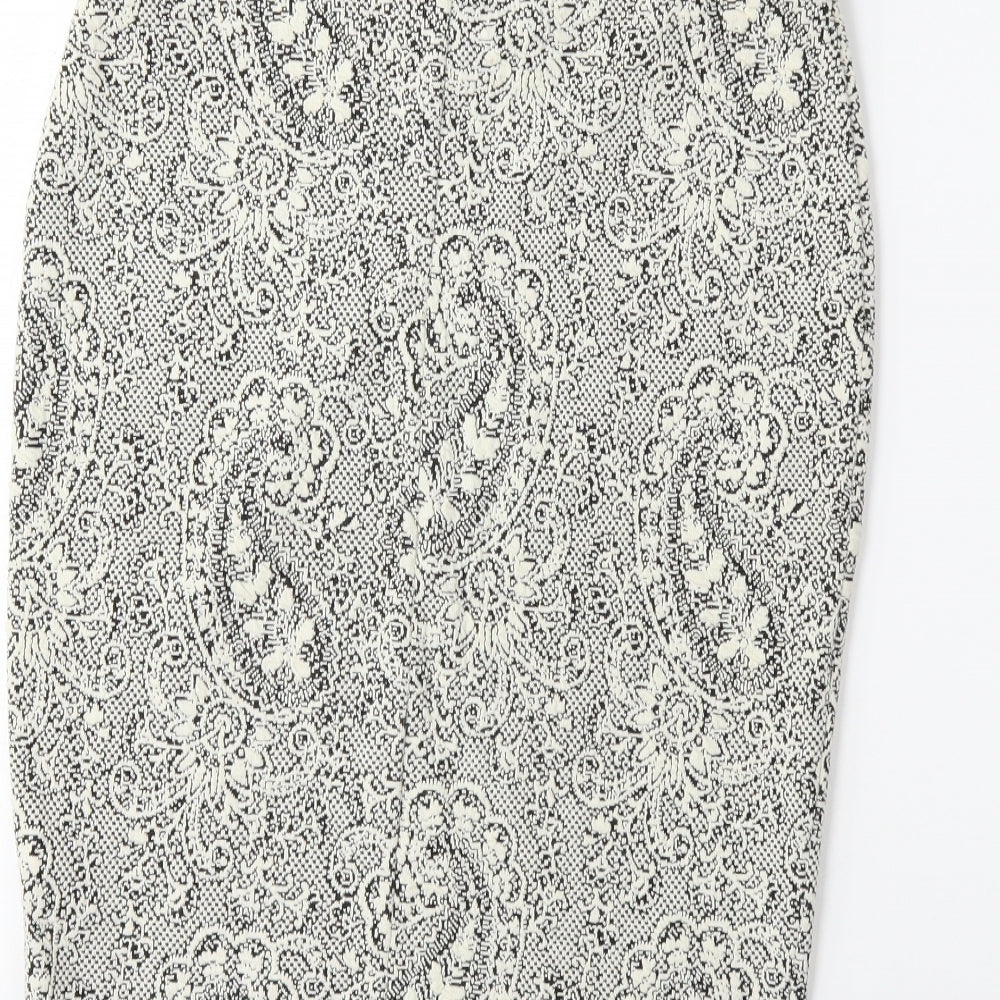 F&F Womens White Floral  Straight & Pencil Skirt Size 12