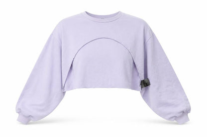 Front view of H&M women’s purple pullover sweatshirt, size S
