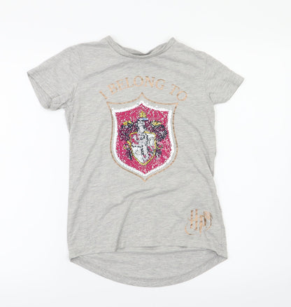 Additional front view of Primark girls’ grey animal print basic t-shirt, size 10-11, years