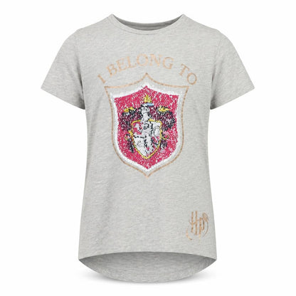 Front view of Primark girls’ grey animal print basic t-shirt, size 10-11, years