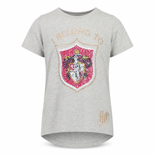Front view of Primark girls’ grey animal print basic t-shirt, size 10-11, years