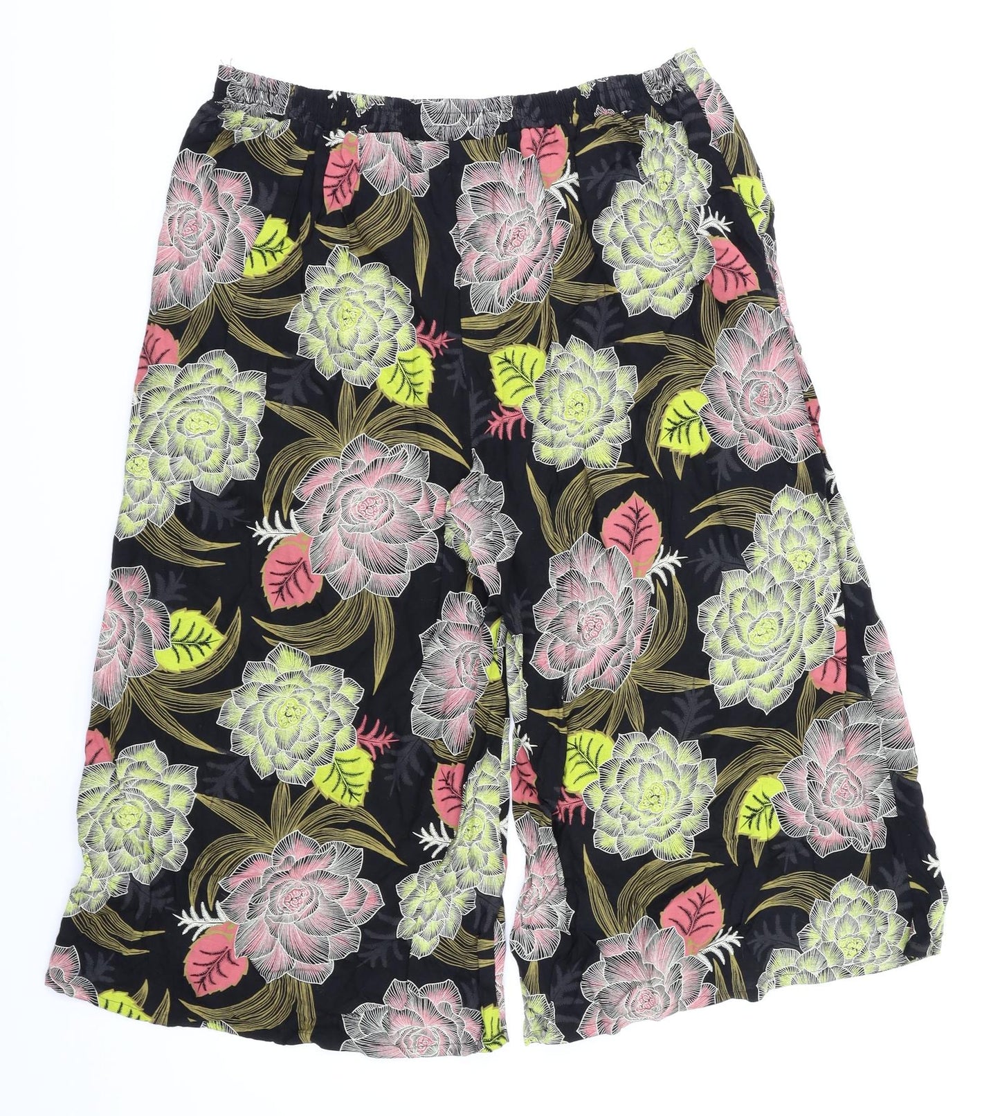 Next  Womens Black Floral  Trousers  Size 10 L20 in