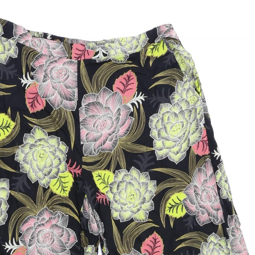 Next  Womens Black Floral  Trousers  Size 10 L20 in
