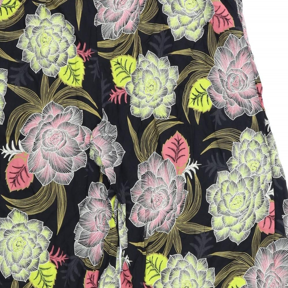Next  Womens Black Floral  Trousers  Size 10 L20 in