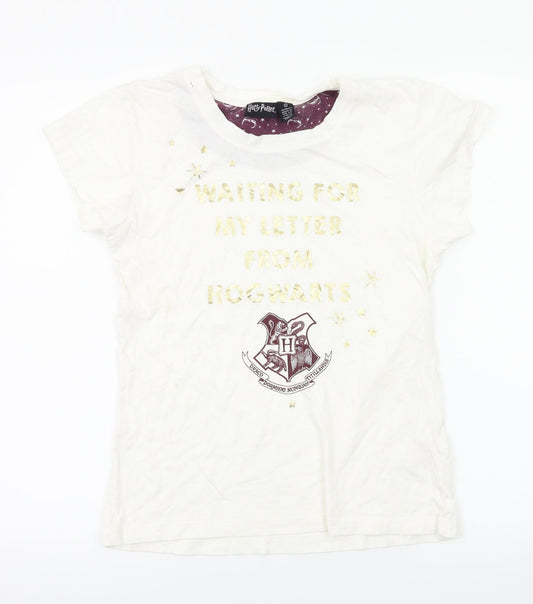 Primark Girls White Animal Print  Basic T-Shirt Size S
