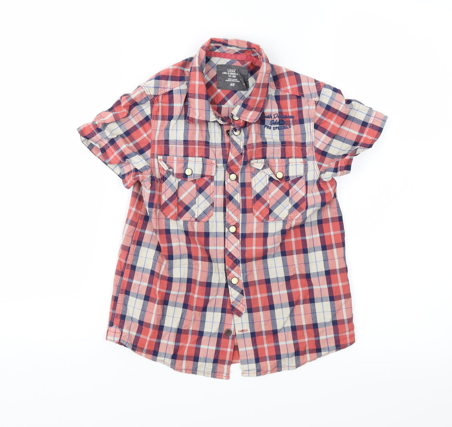 H&M Boys Red Check  Basic Button-Up Size 7 Years