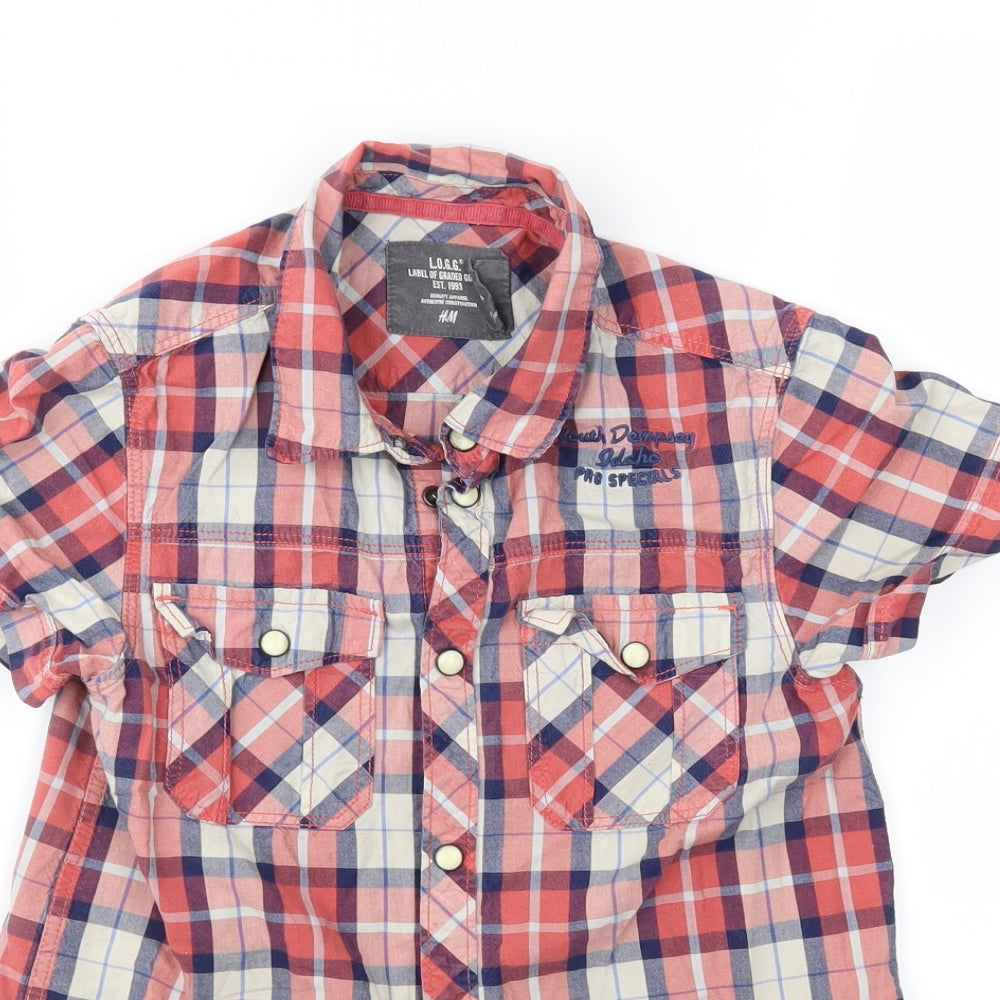 H&M Boys Red Check  Basic Button-Up Size 7 Years