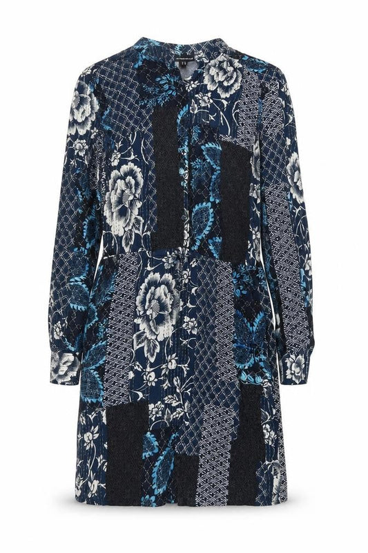 Warehouse Womens Blue Geometric  Fit & Flare  Size 10