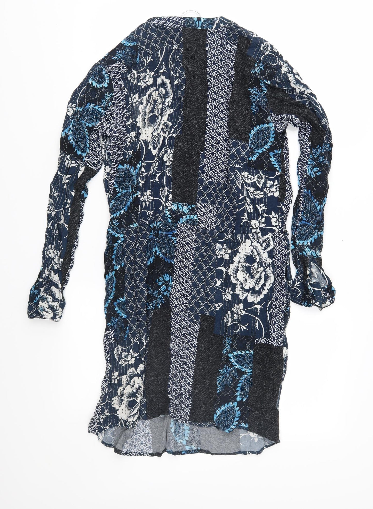 Warehouse Womens Blue Geometric  Fit & Flare  Size 10