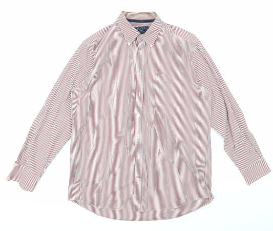 Charles Tyrwhitt Mens Red Striped   Button-Up Size L