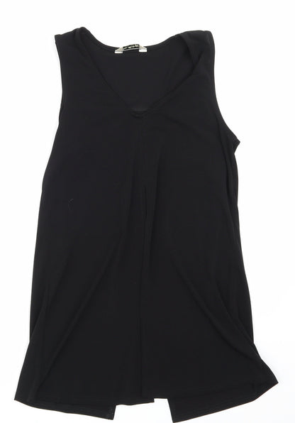 Additional front view of Miss Selfridge women’s black basic blouse, size UK 8