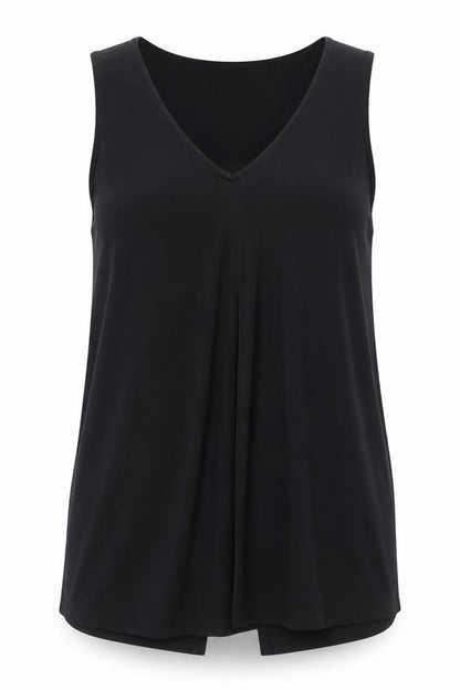 Front view of Miss Selfridge women’s black basic blouse, size UK 8