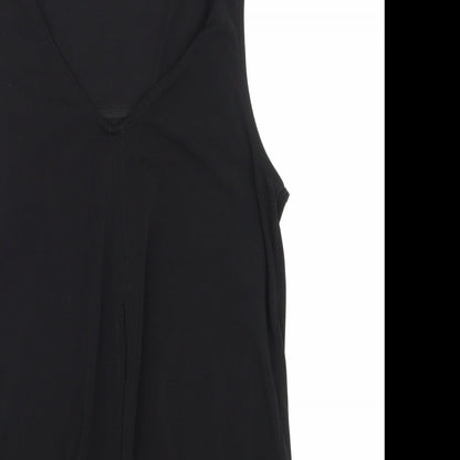 Close-up detail of Miss Selfridge women’s black basic blouse, size UK 8