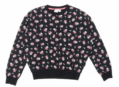 Front view of Primark women’s black animal print pullover sweatshirt, size UK 6