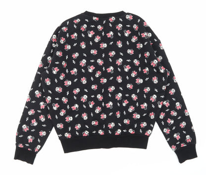 Back view of Primark women’s black animal print pullover sweatshirt, size UK 6