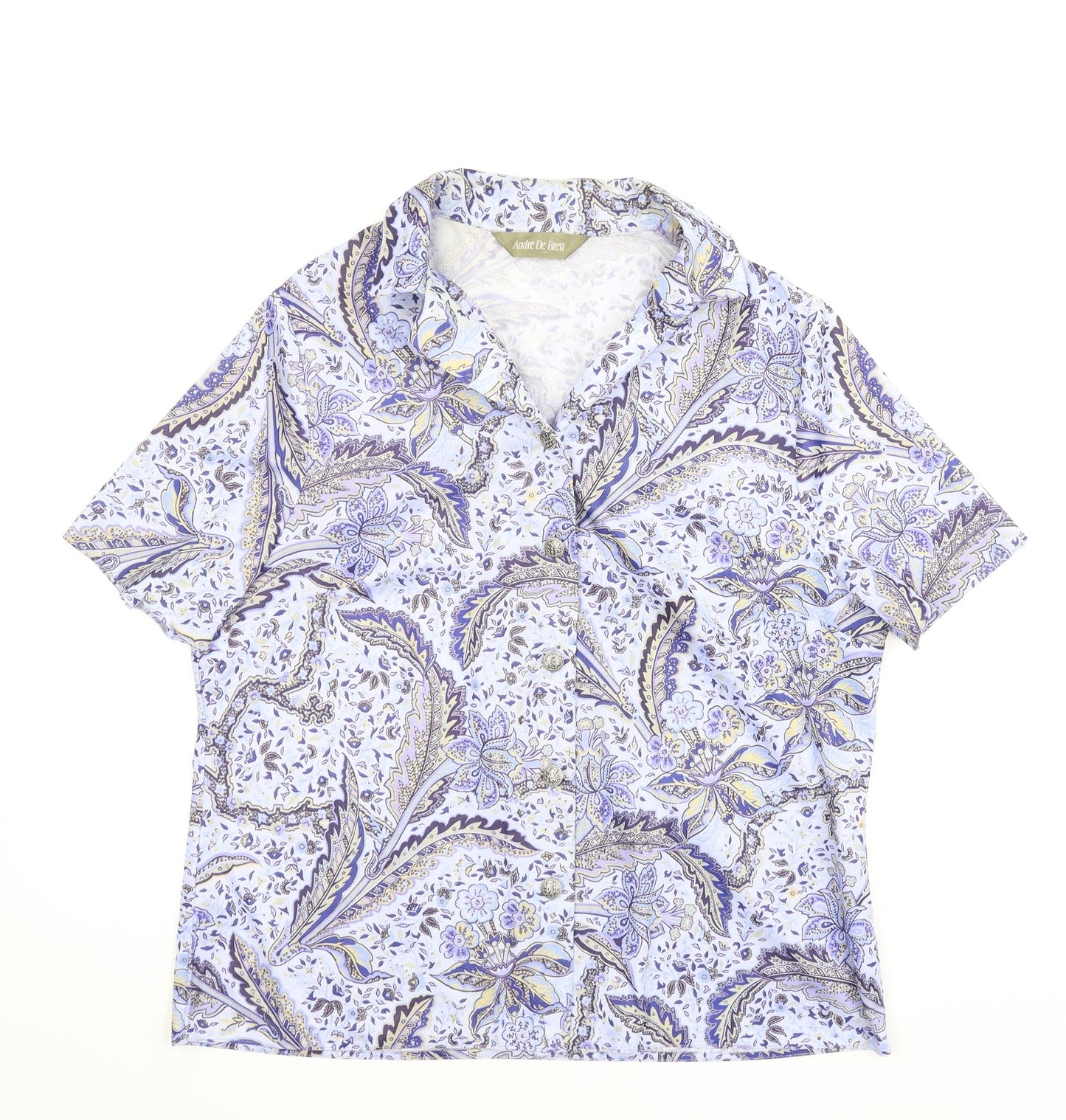 Andre De Brett Womens Blue Floral  Basic Button-Up Size 16
