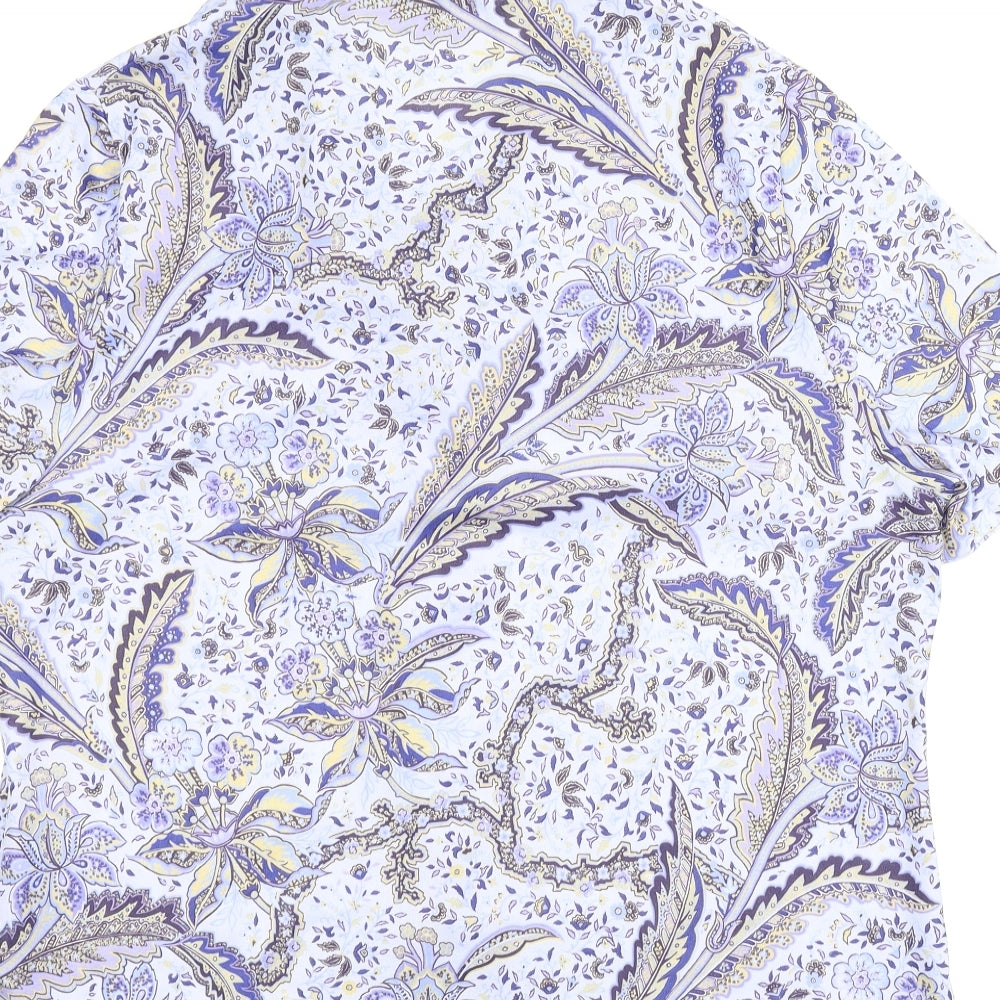 Andre De Brett Womens Blue Floral  Basic Button-Up Size 16