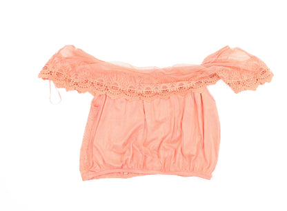 Back view of New Look women’s orange basic blouse, size UK 14