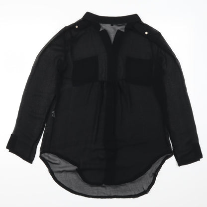 Back view of Preworn women’s black basic button-up, size S