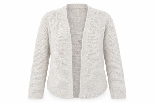 Front view of Bonmarché women’s grey cardigan jumper, size M