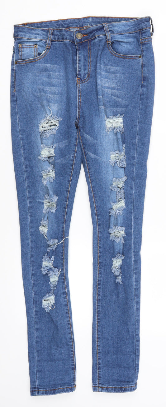 Preworn Womens Blue  Denim Skinny Jeans Size 32 in L29 in