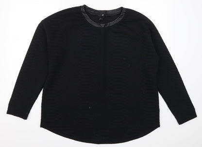 Front view of H&M women’s black pullover sweatshirt, size L