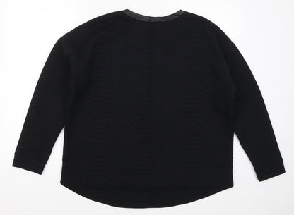 Back view of H&M women’s black pullover sweatshirt, size L