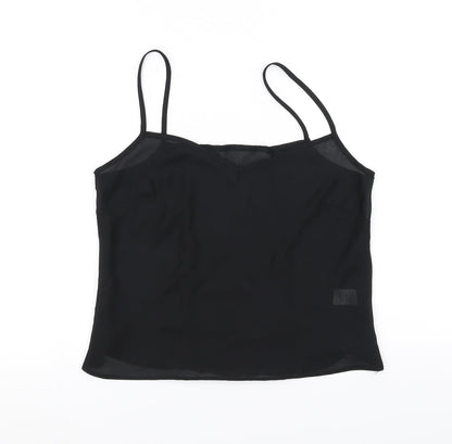 Additional front view of Preworn women’s black basic tank, size UK 14