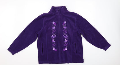 Additional front view of Pure & Natural women’s purple full zip jumper, size M