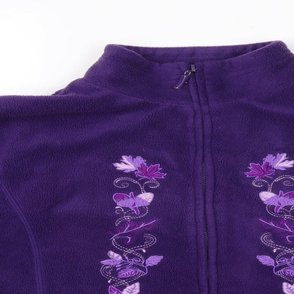 Close-up detail of Pure & Natural women’s purple full zip jumper, size M
